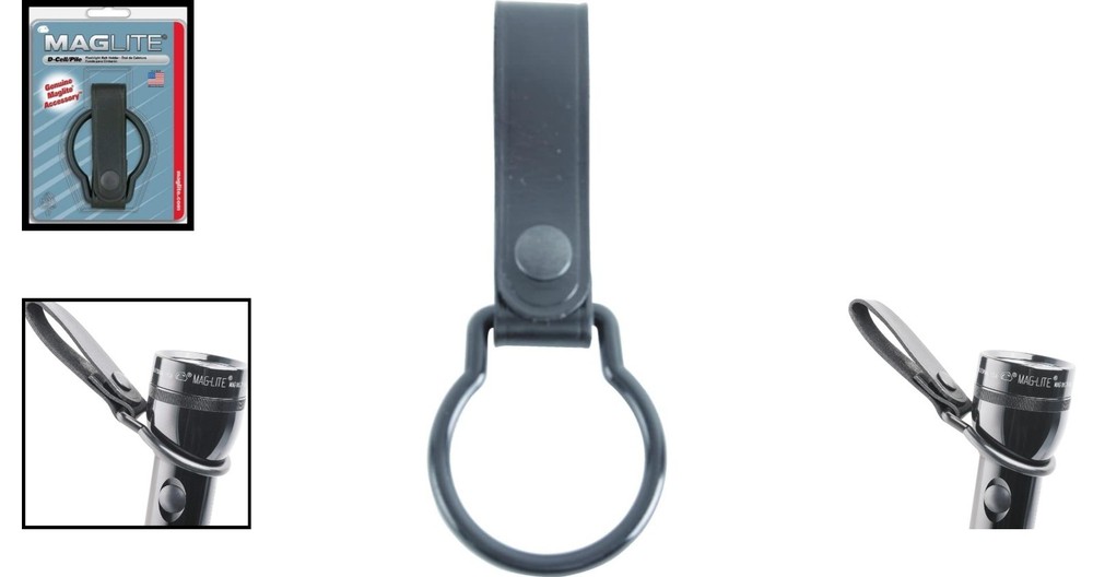 Compact Black Leather Flashlight Holder for D-Cells - Secure & Stylish Accessory