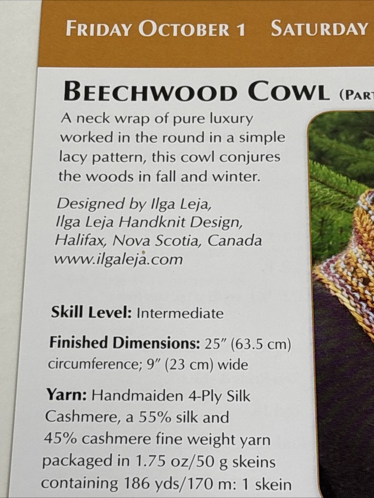 Beechwood Cowl Knitting Pattern Cards Pages
