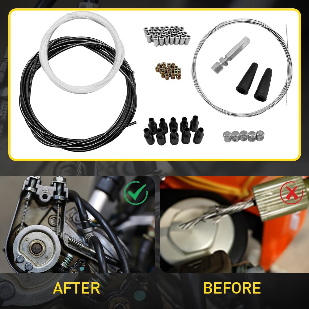 5 Metres Motorcycle DIY Throttle Cable Replace Kit Nipples Ferrules Universal