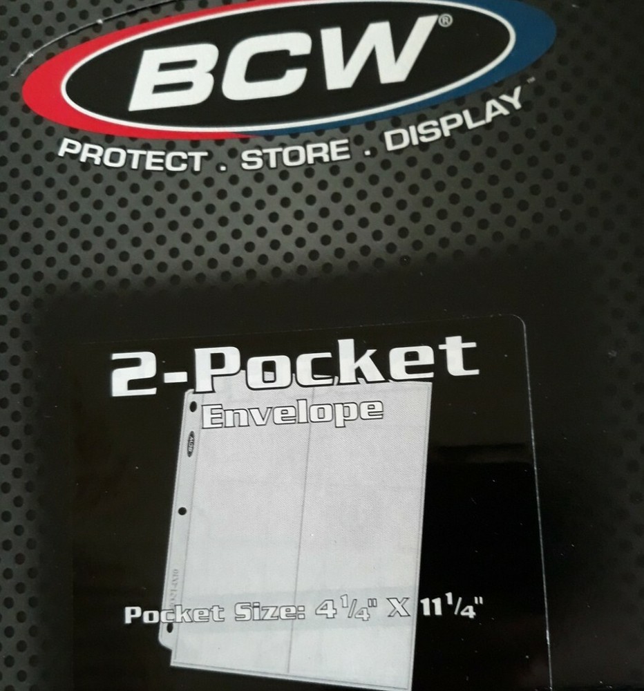 12 BCW 2 Vertical Pocket Poly Pages For Envelopes Or Small FDC Fit 3 Ring Binder