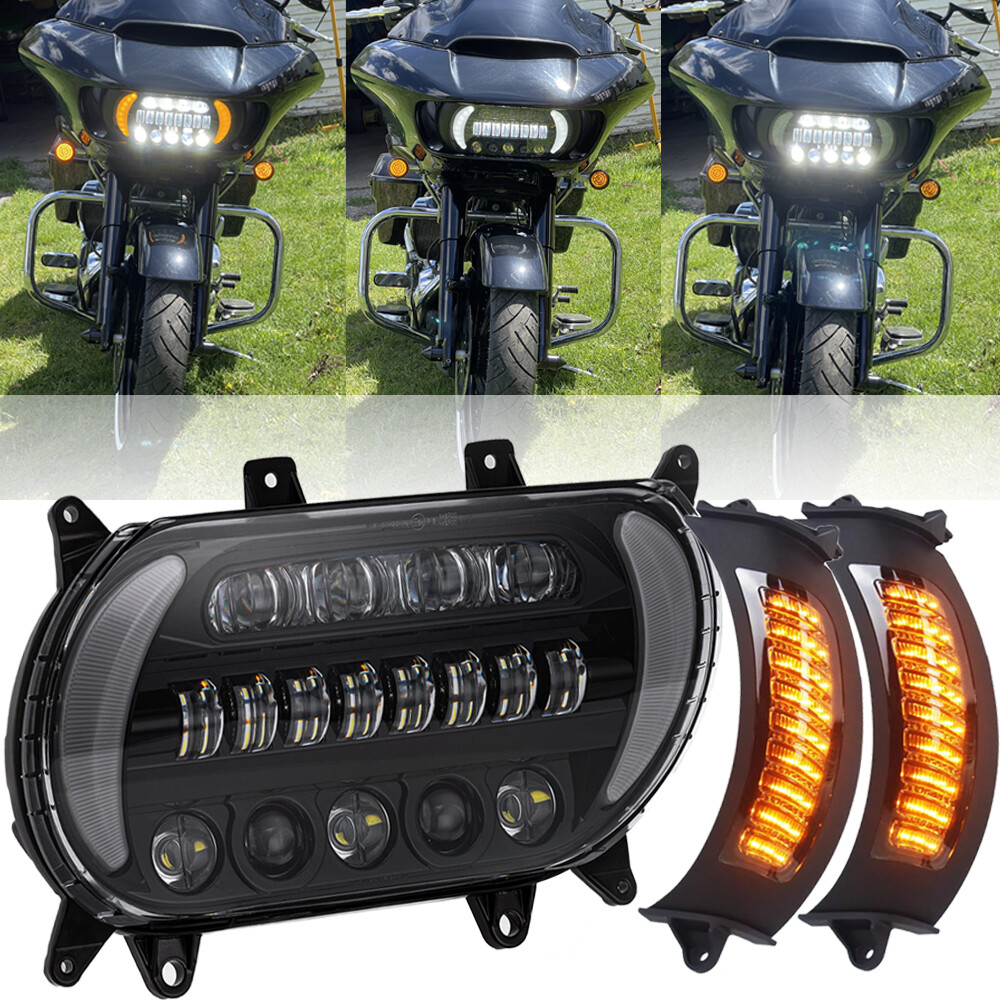 LED DRL Headlight Hi/Lo / Vent Turn Signal For Harley Road Glide FLTR 2015-2024