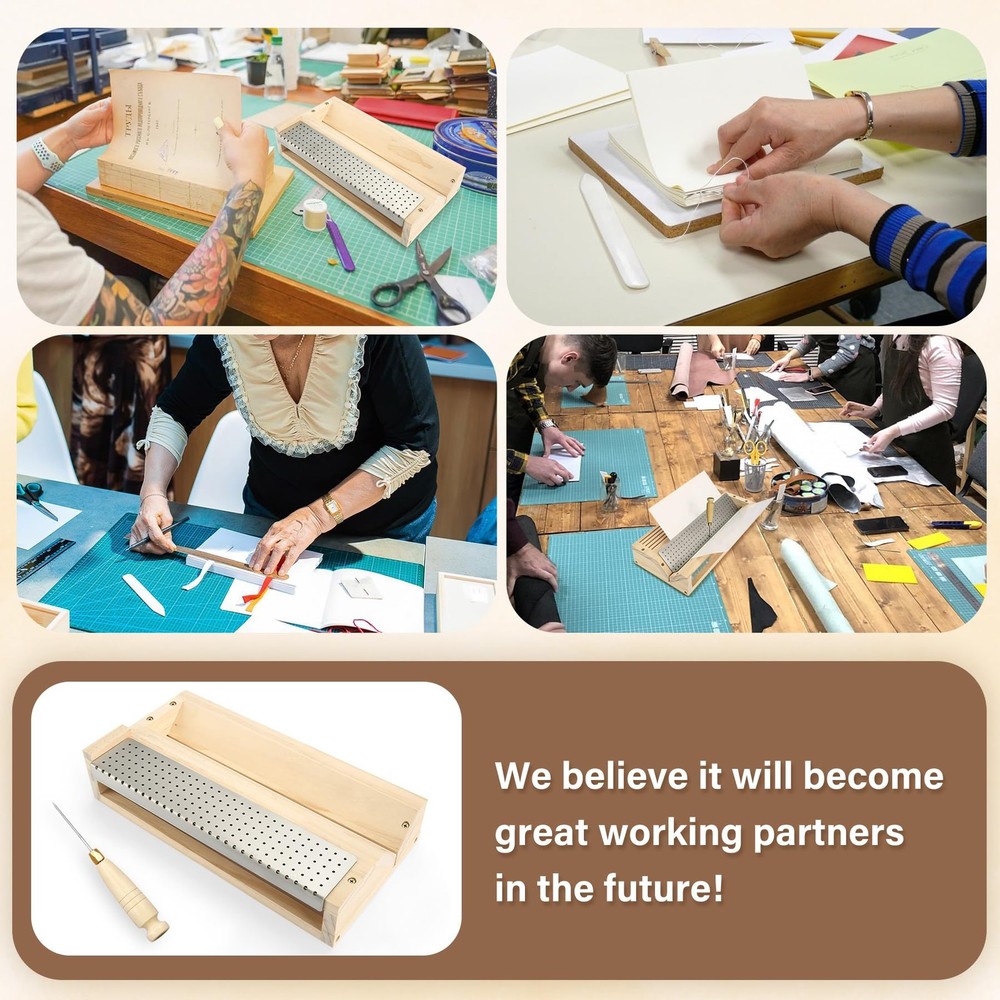 Bookbinding Punching Cradle Set, Includes Dual-Use Piercing Guide, with a Awl...