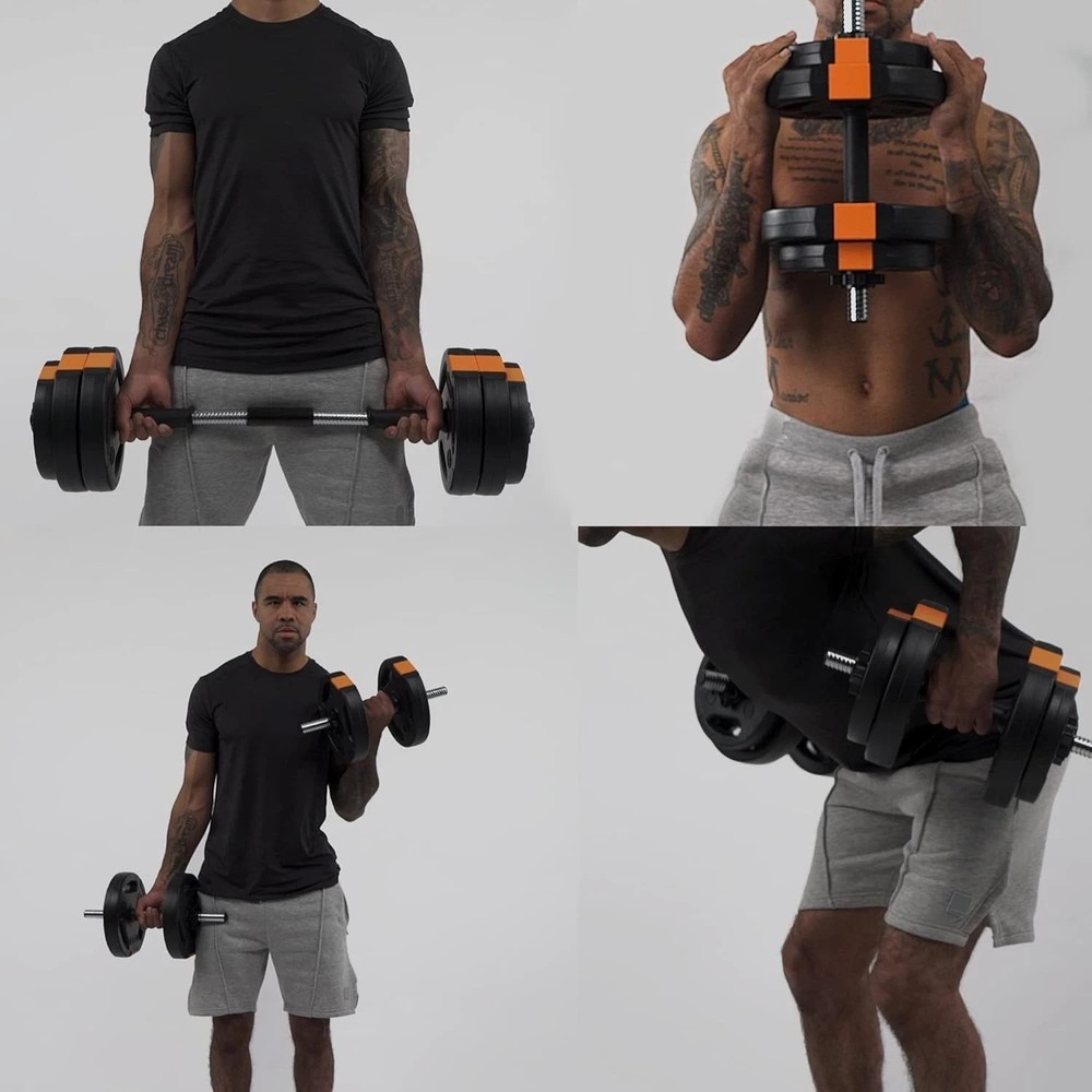 Compact 15kg Dumbbell and Barbell Set: Versatile Weight Training Solution