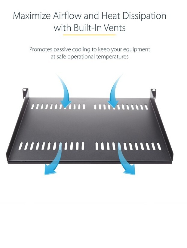 StarTech.com 2U 16in Universal Vented Rack Mount Cantilever Shelf - Fixed Server