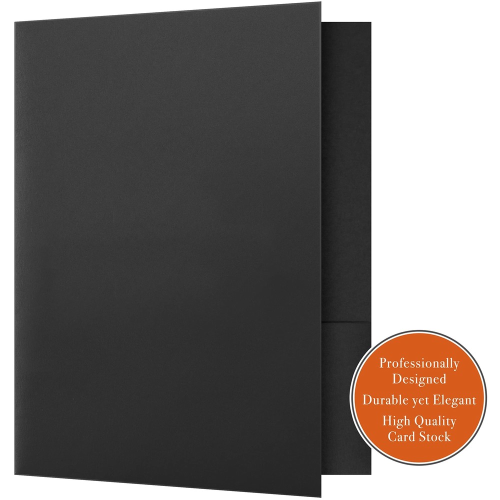 25 Count Black Two Pocket Presentation Folders 9x12 for Sales Documents