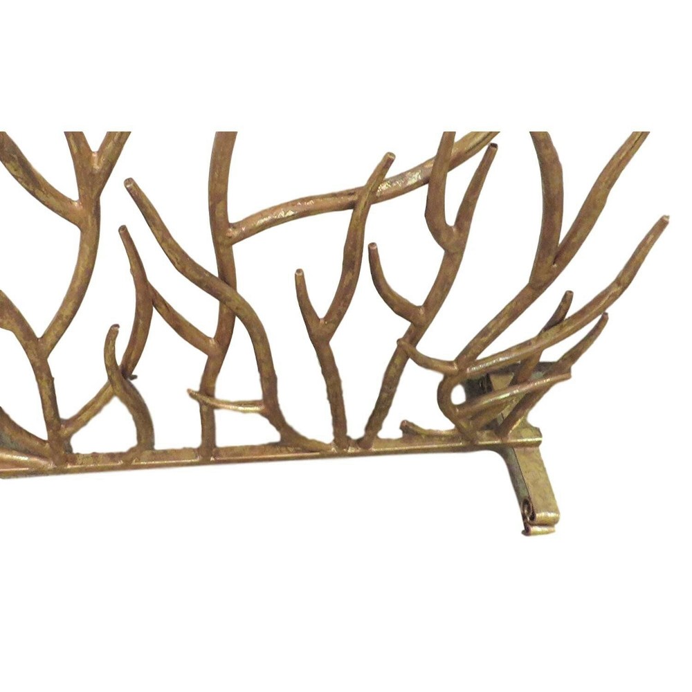 Gold Twig Branch Iron Firescreen Open Metal Fireplace Screen Flat Panel