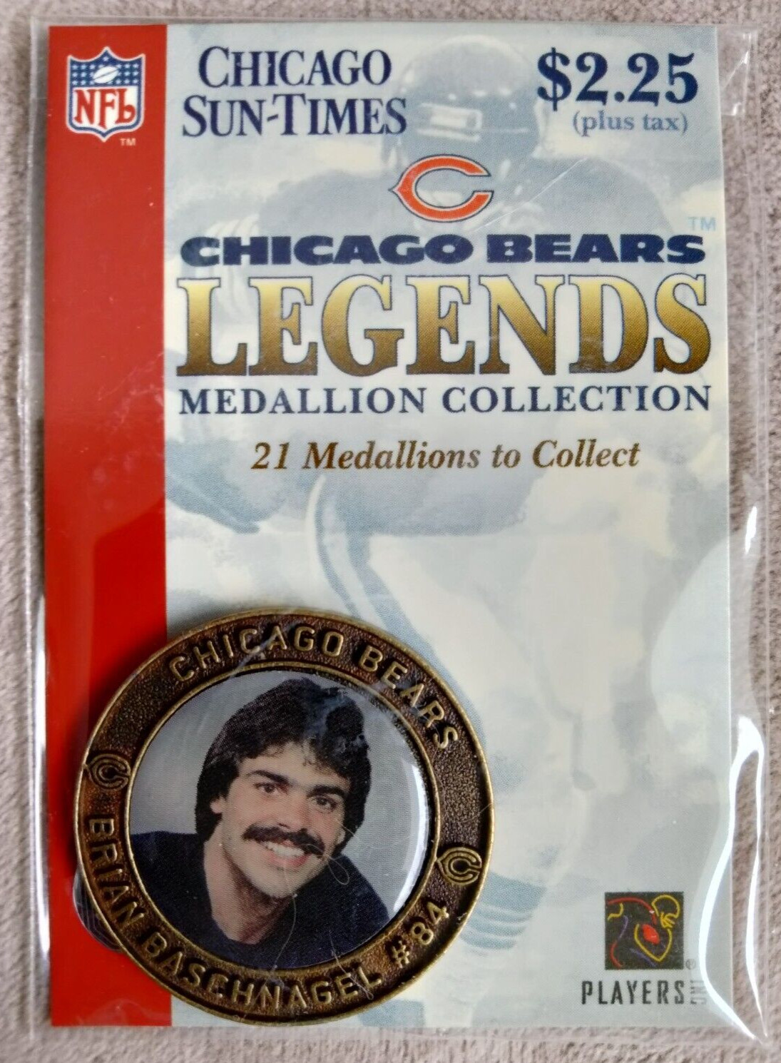 BRIAN BASCHNAGEL CHICAGO BEARS 2004 Medallion Coin NEW NOS in Original Package