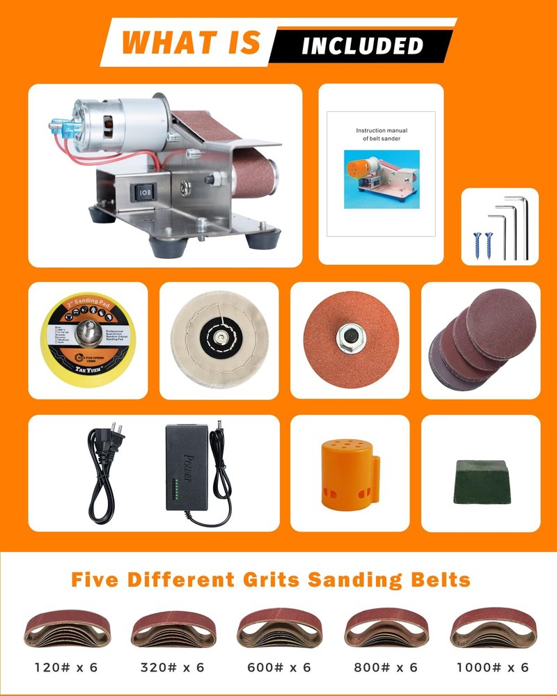 Mini Belt Sander, Small Sander Making Supplies, 7 Adjustable Speed Sharpener,...