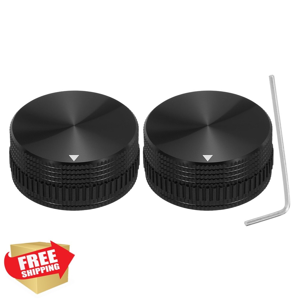MECCANIXITY 2Pcs Black Aluminum Potentiometer Knobs 6mm Shaft