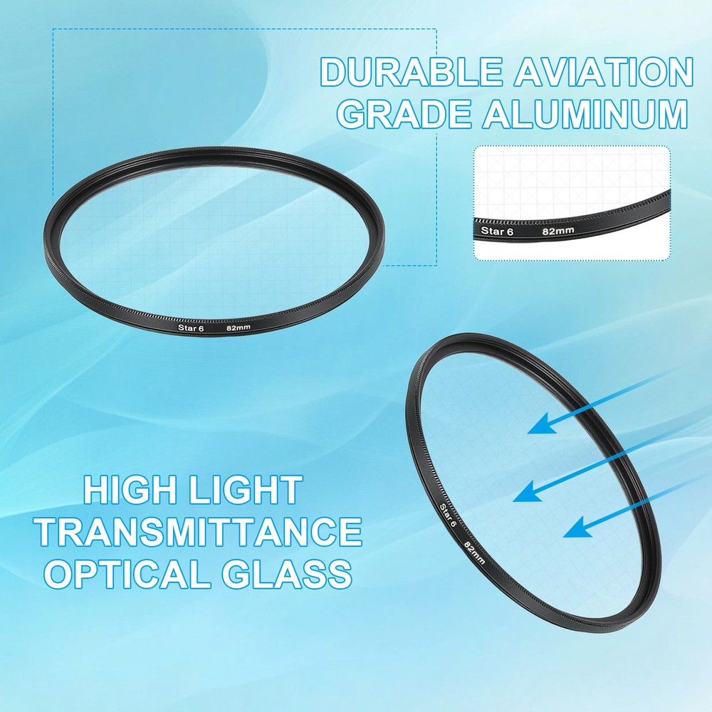 82mm Star Filter, Starburst Filter Camera 4 Points 6 Points 8 Points 12 Points