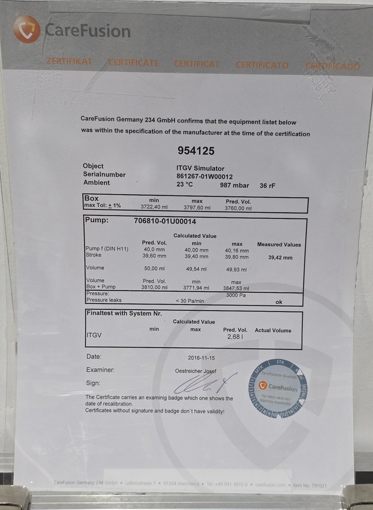 Carefusion Jaeger Vyaire ITGV-Simulator