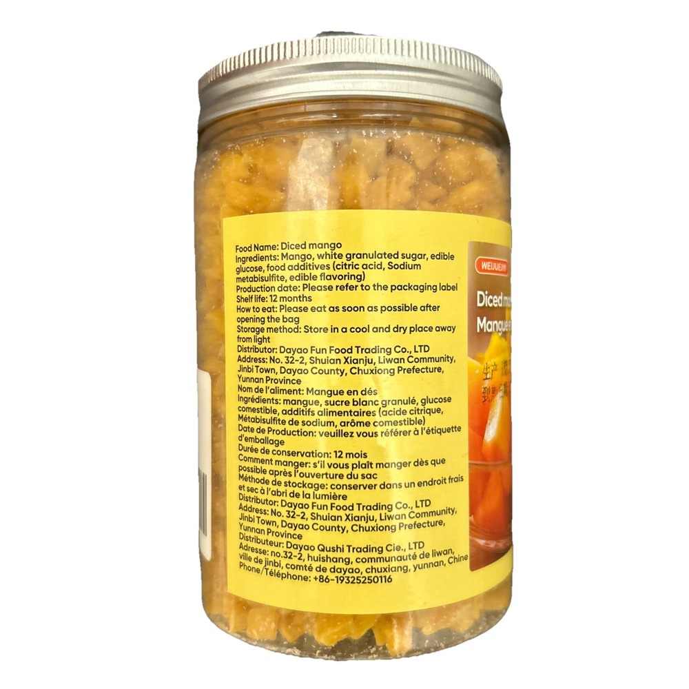 Diced Dried Mango, 8 Oz Jar