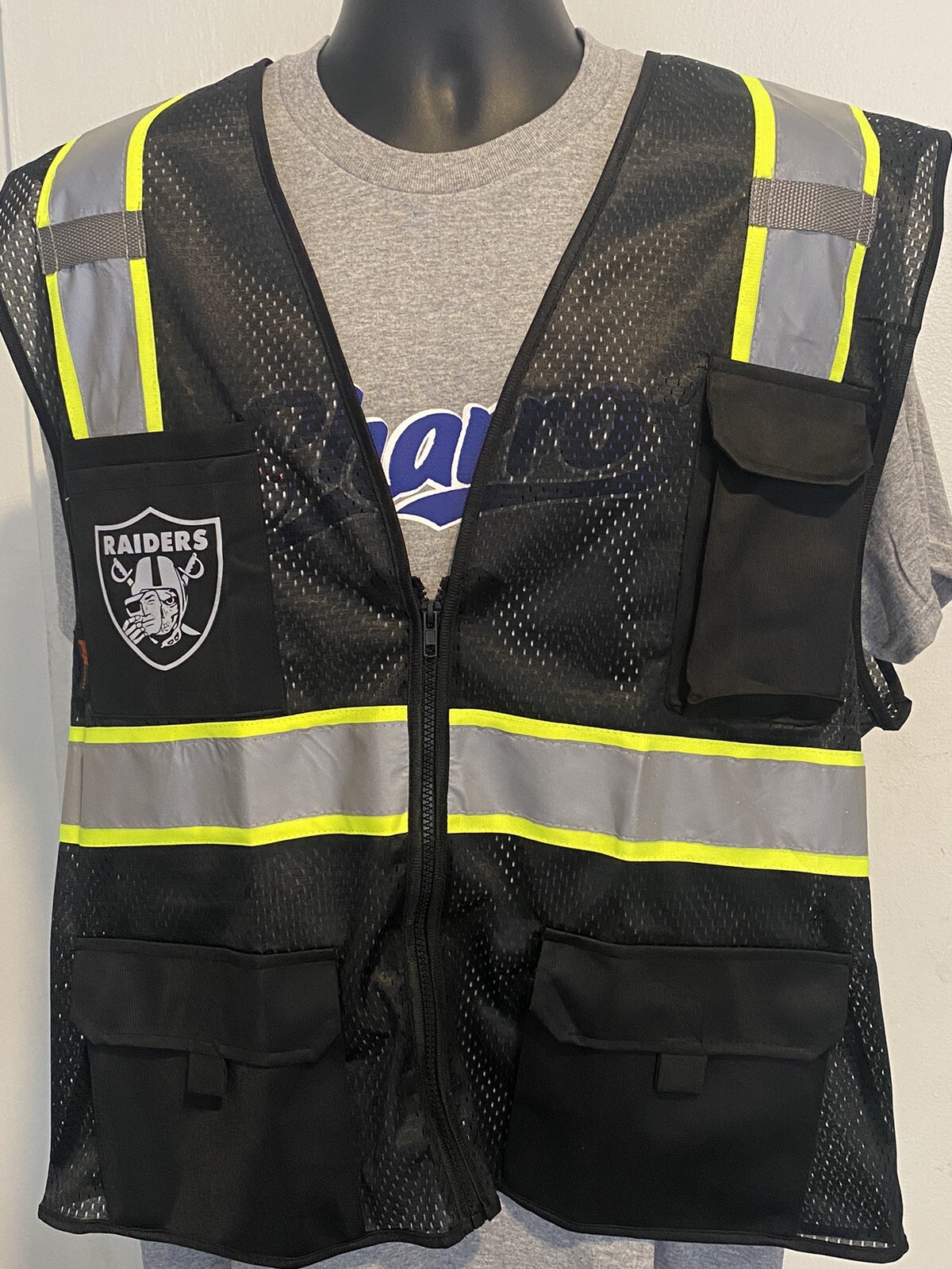 Las Vegas Raiders Work Safety Vest Reflective Skull PPE
