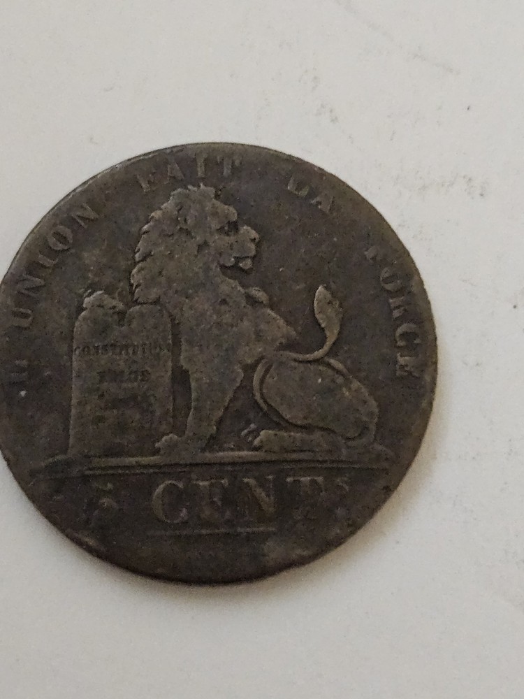 1834 Belgium 5 Centimes Round Coin