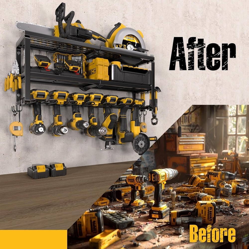 3 Layer Power Tool Organizer Wall Mounted Power Tool Rack Drill Storage Rack 26"