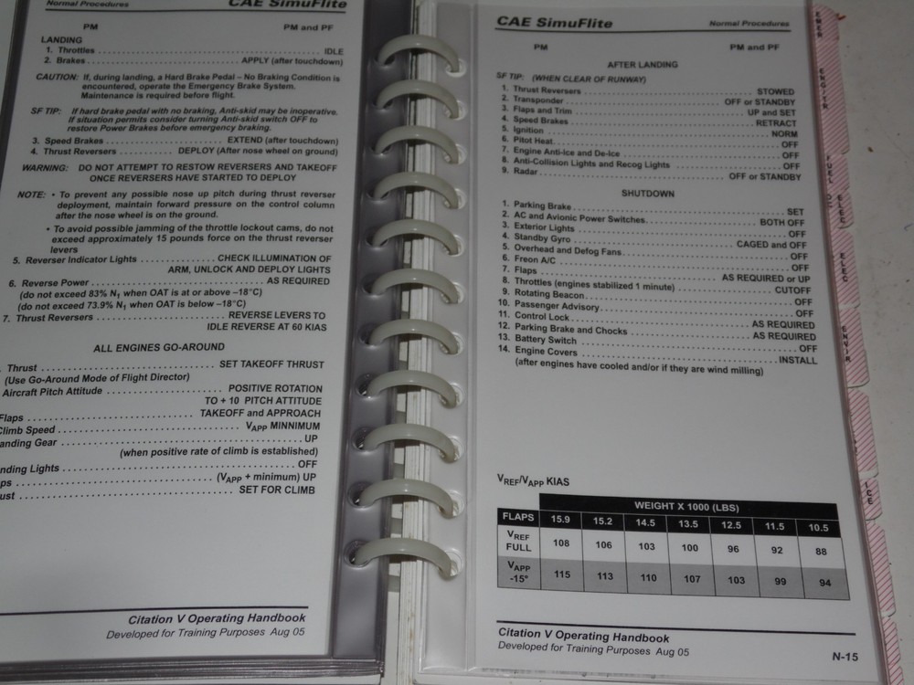 CAE Citation V Operating Handbook 2005