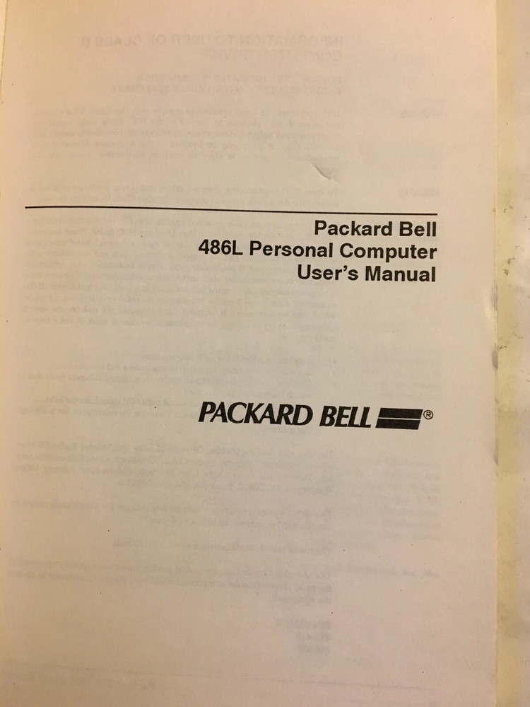 486ES Packard Bell Personal Computer Users Guide