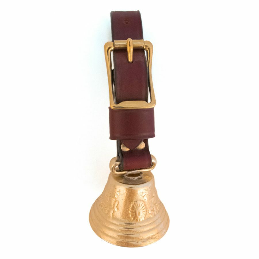Auburn Leathercrafters Alpine Bell with Strap - Solid Brass with Bright Tone