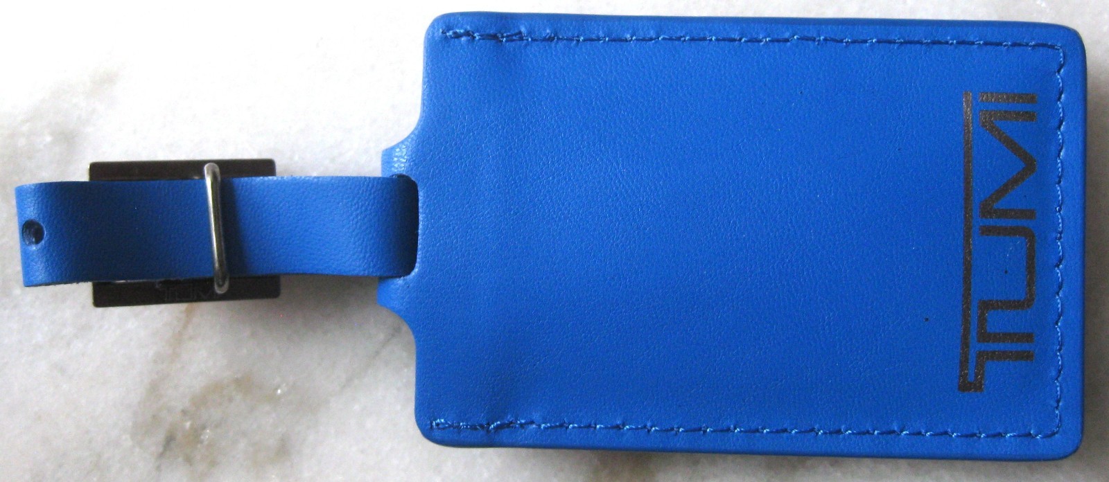 TUMI ID TAG, NEW, Blue, Silver Logo, 3 1/4" x 2 1/8"