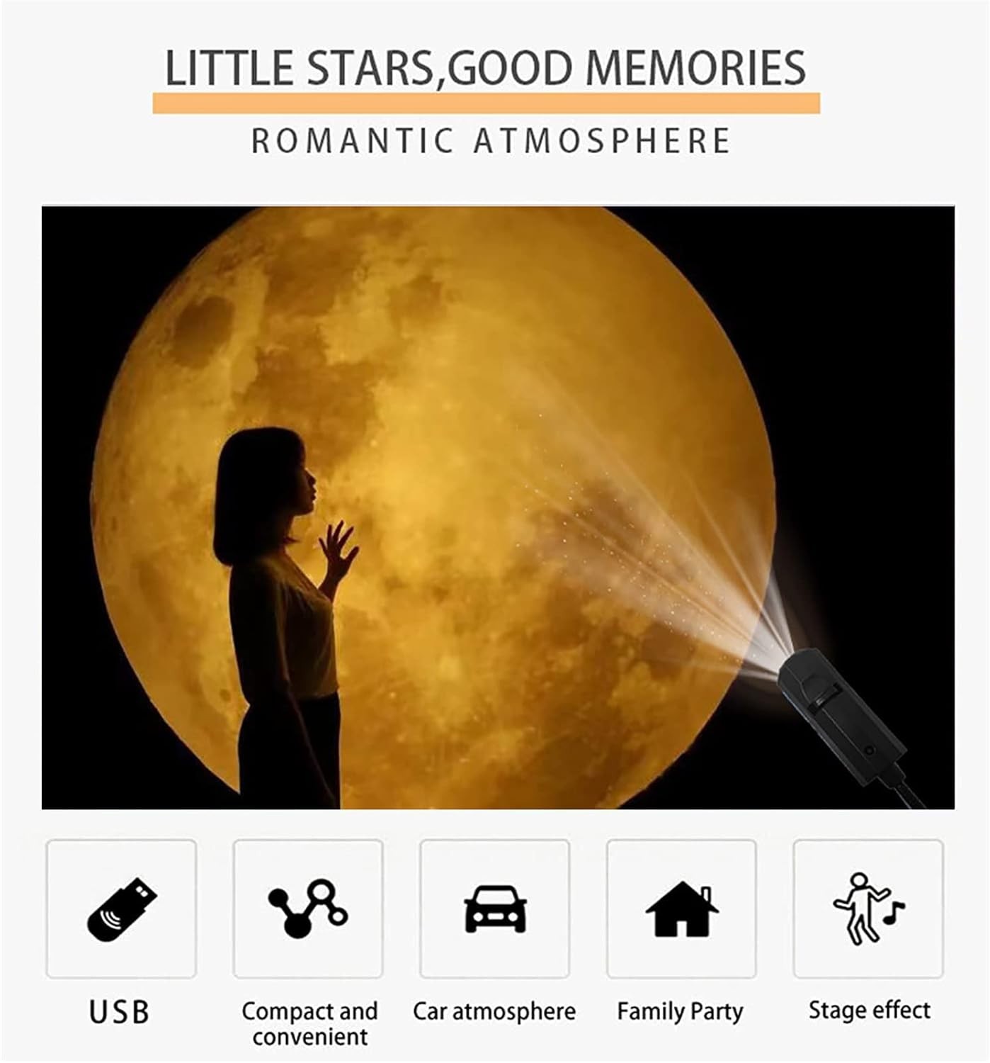 USB Moon Earth Projector Light Ceiling Night Lamp Home Atmosphere Decor Hot USA