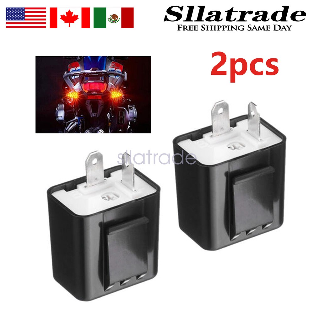 2 x Adjustable LED Flasher Relay Turn Signal Blinker Light for Motorcycle 2Pin