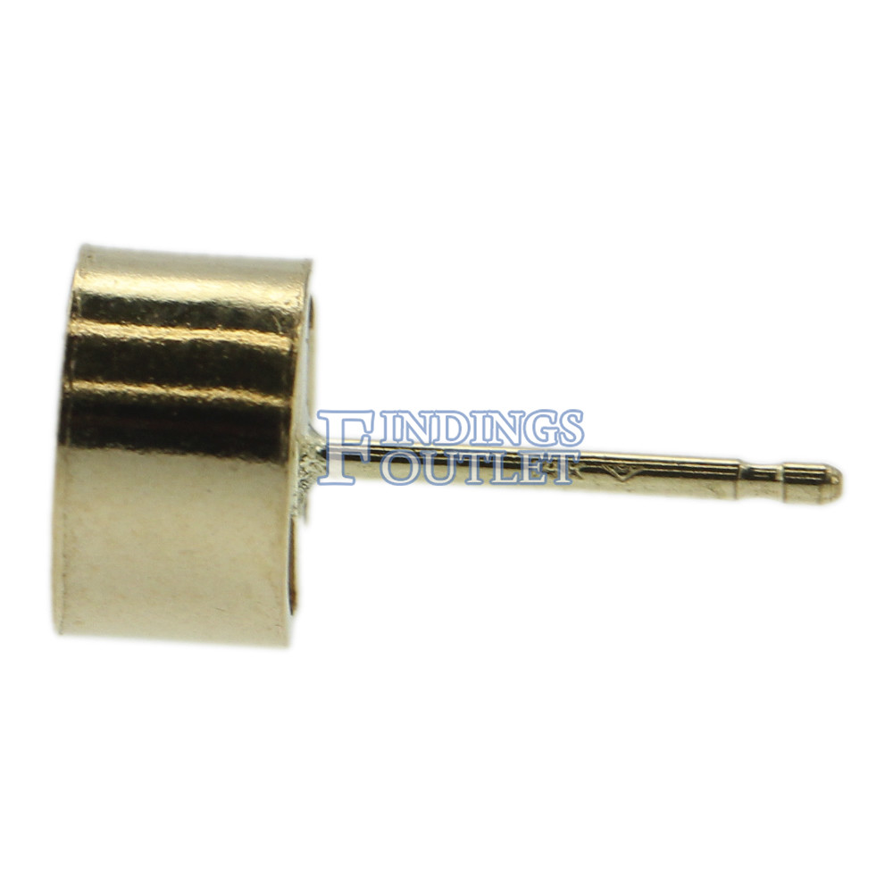 14k Yellow Gold Round Bezel Stud Earring Mounting Setting Push Back Post