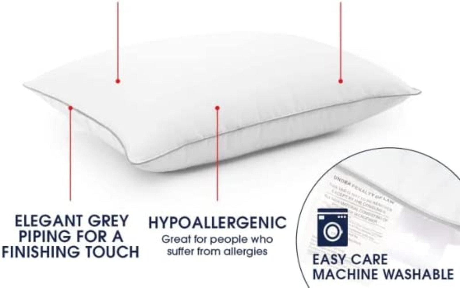 100% Egyptian Cotton Pillow Protectors with Zipper 2 Pack Standard Queen King