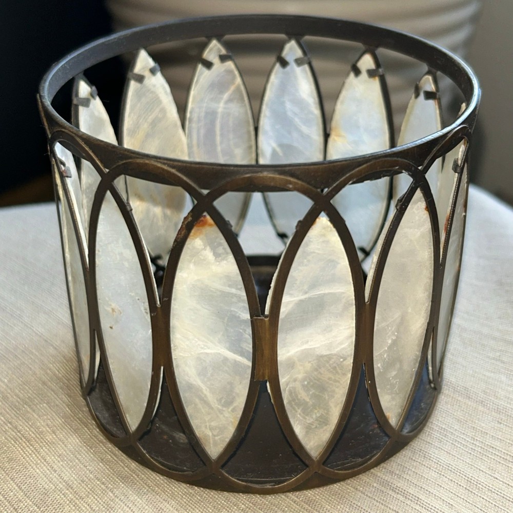 Capiz shell three wick candle holder cover