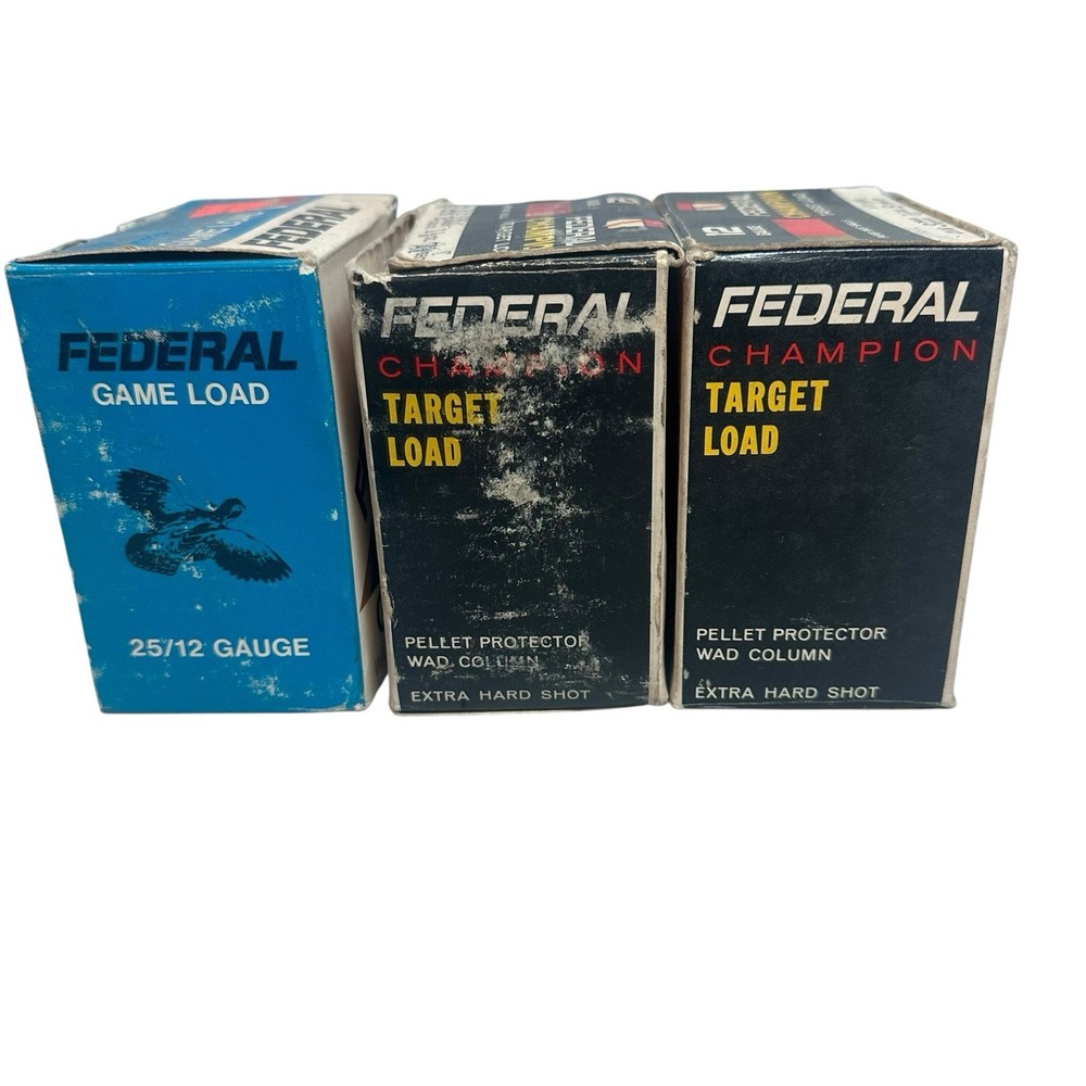 Vintage 12 Gauge Federal Shell Boxes - Empty - Target Load Game Load For Display