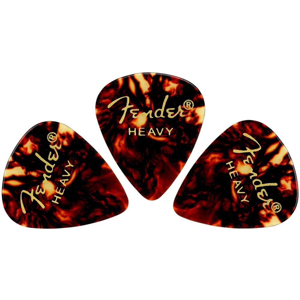 Fender Classic Celluloid 351 Shape Guitar Picks, Heavy, Tortoise Shell, 12-Pack