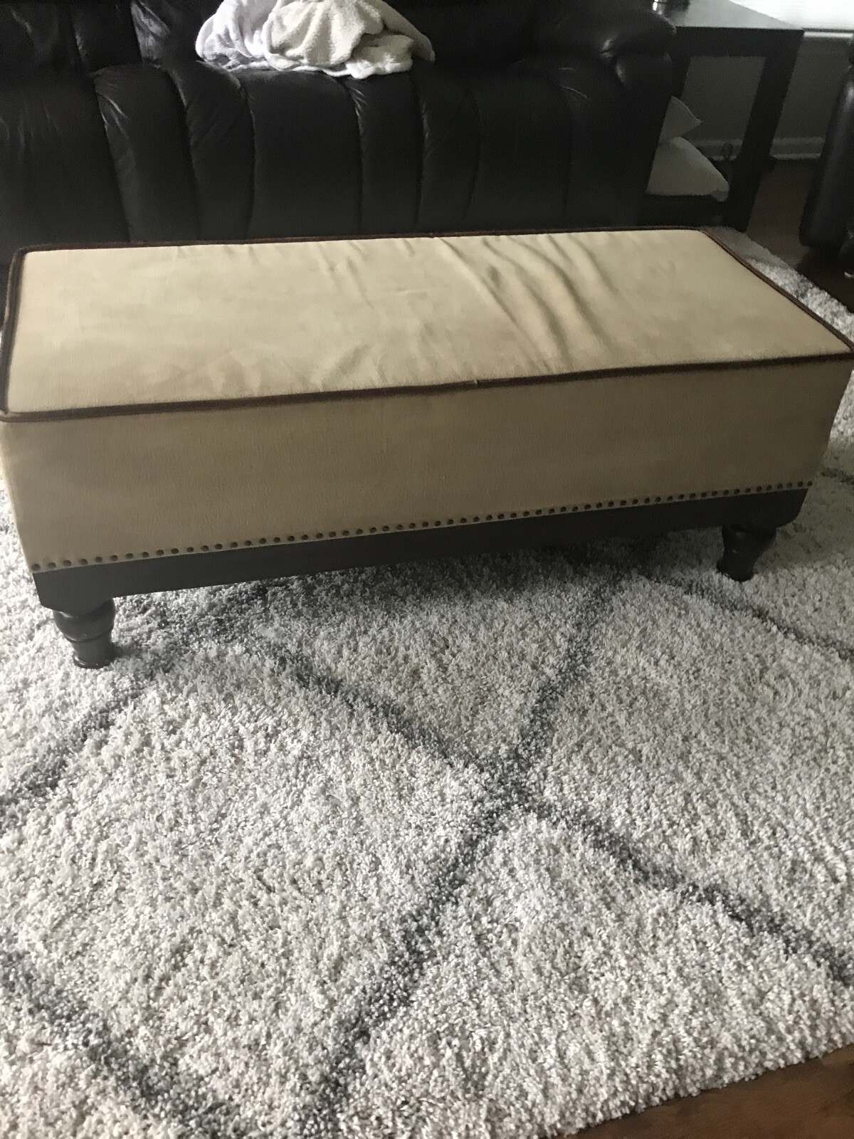 Leather Suede Wood Decor Bench Beautiful