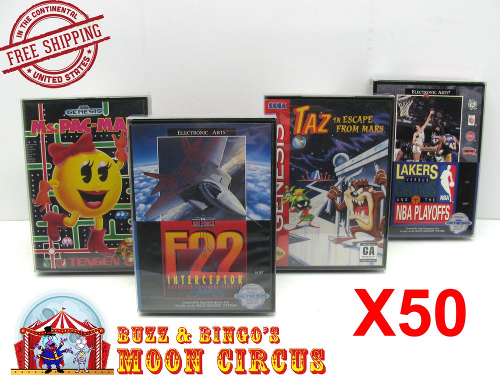 50x SEGA GENESIS CIB GAME - CLEAR PLASTIC PROTECTIVE BOX PROTECTOR SLEEVE CASE