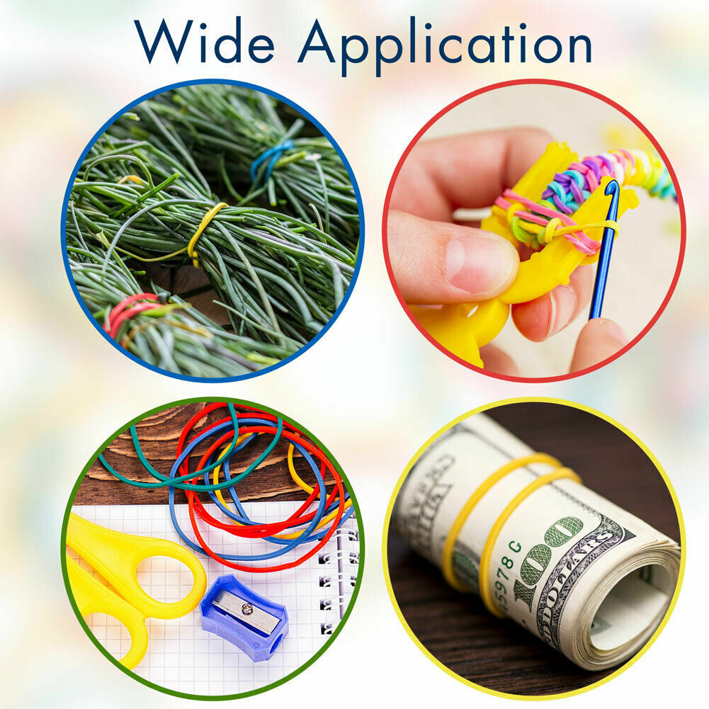 600PCS Elastic Sturdy Rubber Bands Multicolor