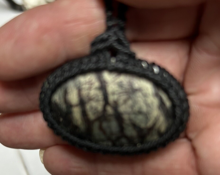 Seraphinite Polished Stone Macrame Necklace
