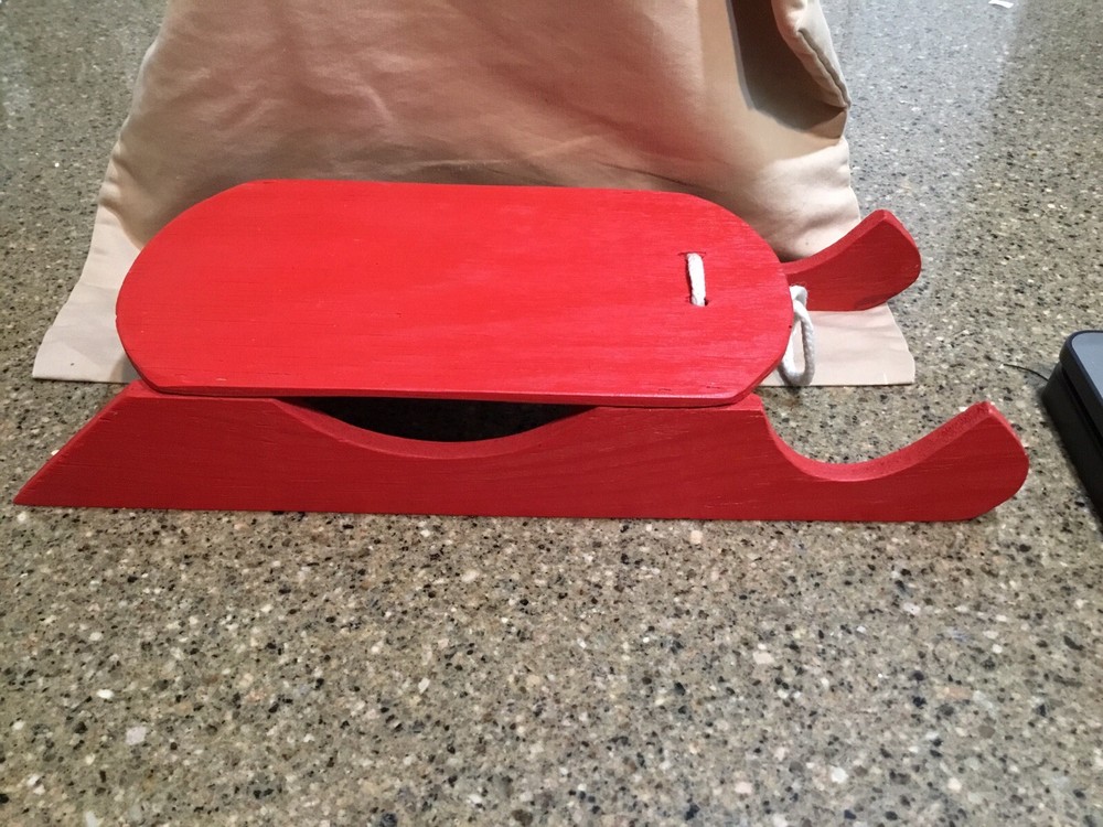 Red Wooden Sled 18” Long