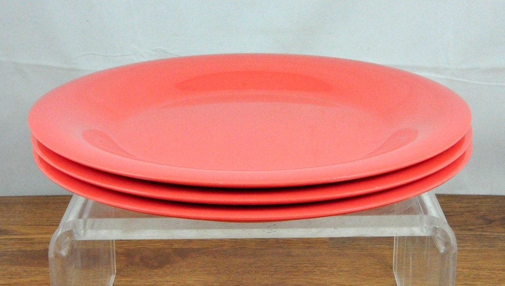 Set of Three (3) Camping Stackable G.E.T. Melamine Grapefruit Pink Dinner Plates