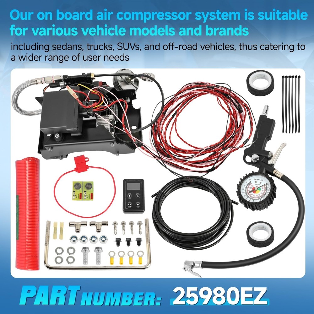 25980EZ Wireless On Board Air Compressor System, Air Spring Compressor Kit, w...
