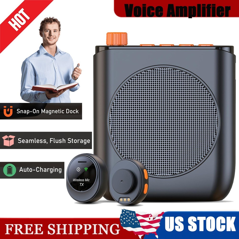 Wireless Voice Amplifier with Wireless Lavalier Microphone,Portable Speaker