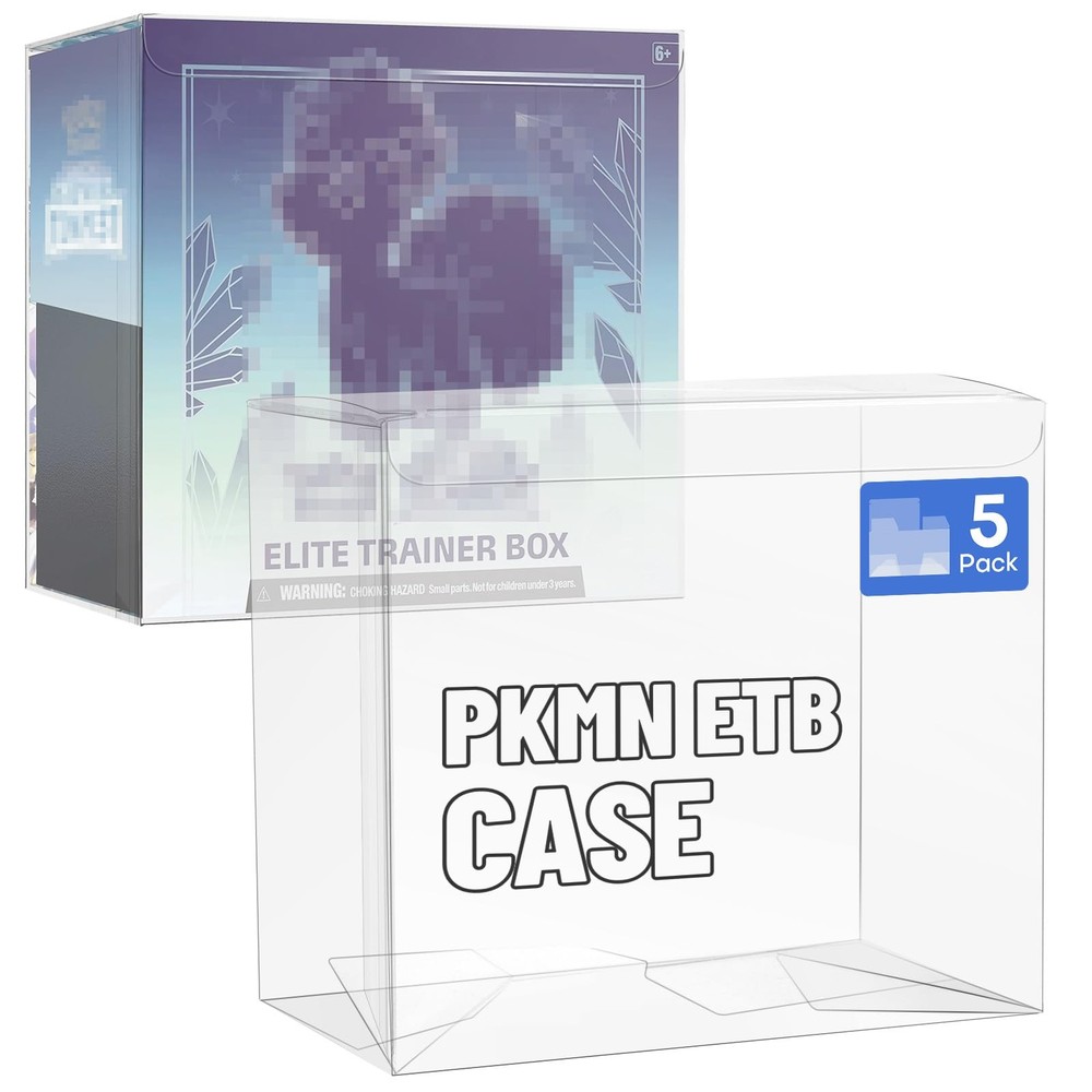 5 Pack Clear PKMN ETB Protector Case, PKMN Elite Trainer box Protector, PET P...