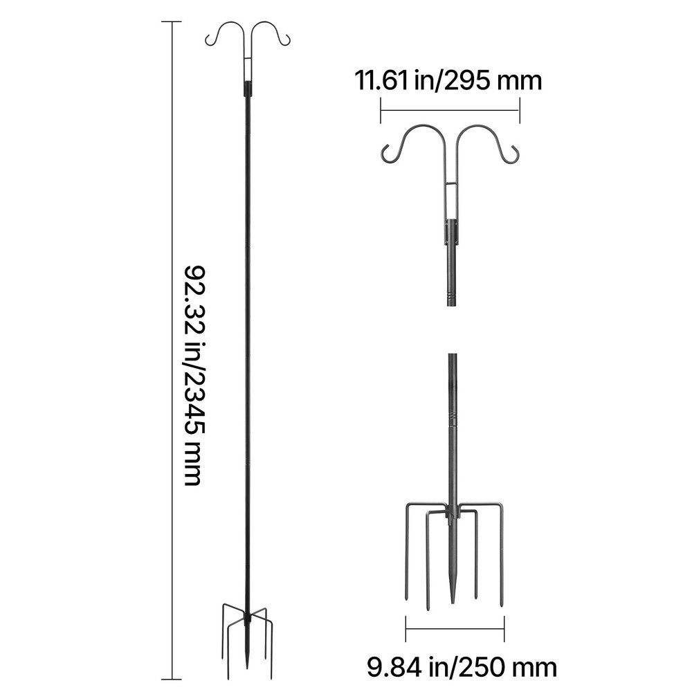 Double Shepherds Hook 8 Pack 92 Inch Heavy Duty Bird Feeder Pole