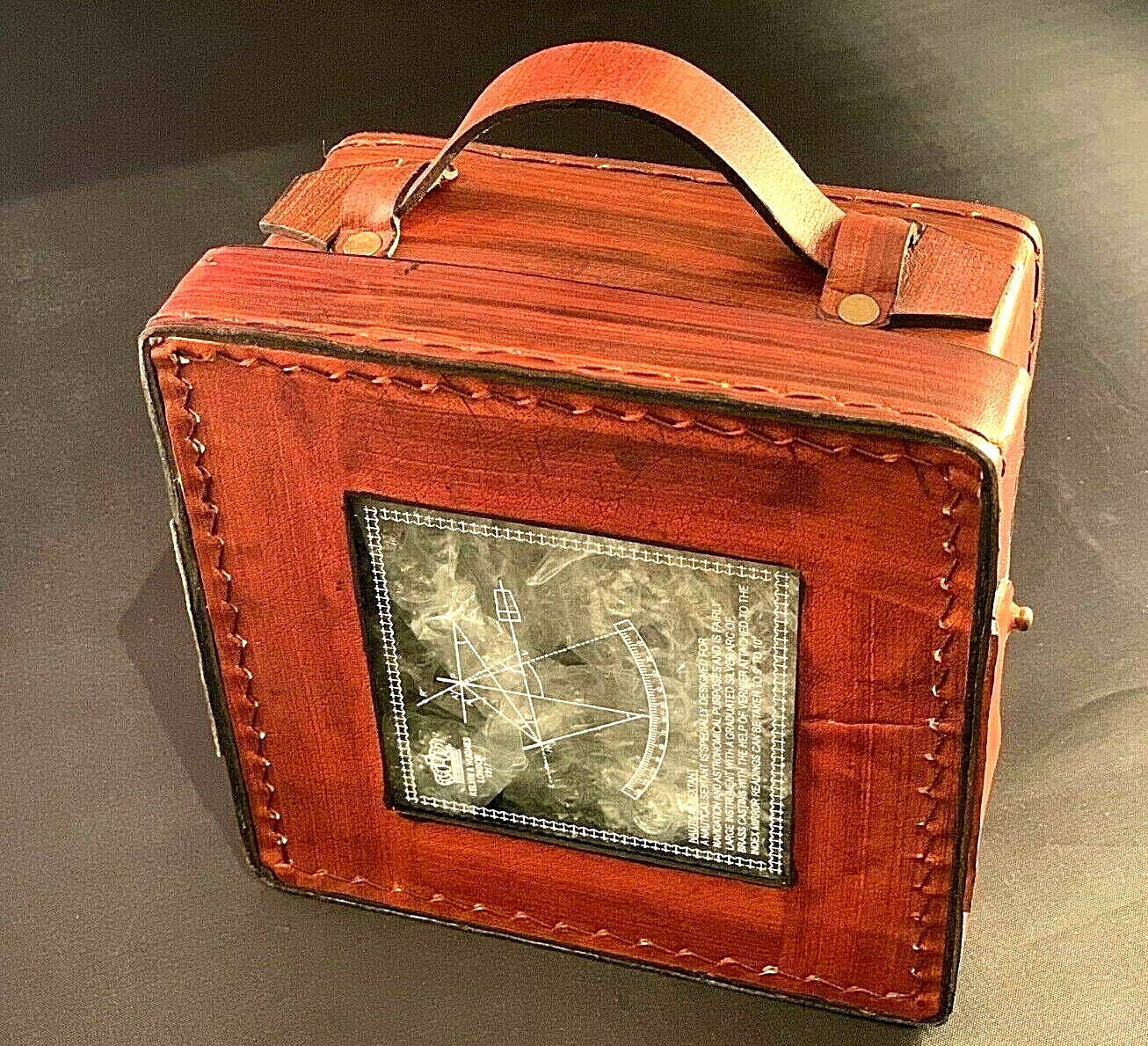 Vintage Maritime Brass Nautical Sextant Leather Case Kelvin Hughes London 1917