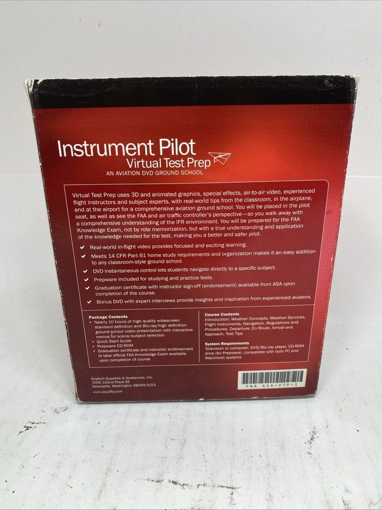 Asa Instrument Pilot Virtual Test Prep DVDs And Blu-ray’s School Exam Study