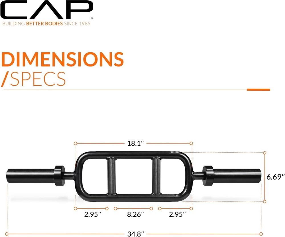 Barbell 34" Solid Olympic Tricep Hammer Curl Weight Bar with Collars Black