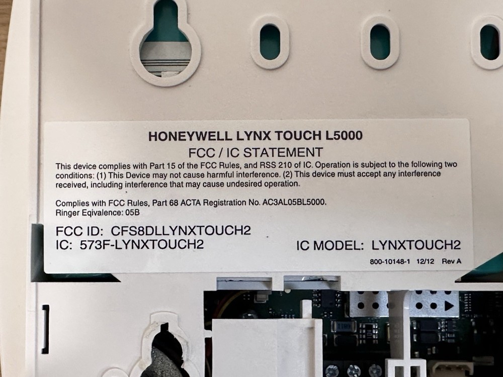 Honeywell Lynx Touch L5000 Wireless Security Alm Control Panel Keypad LYNXTOUCH2