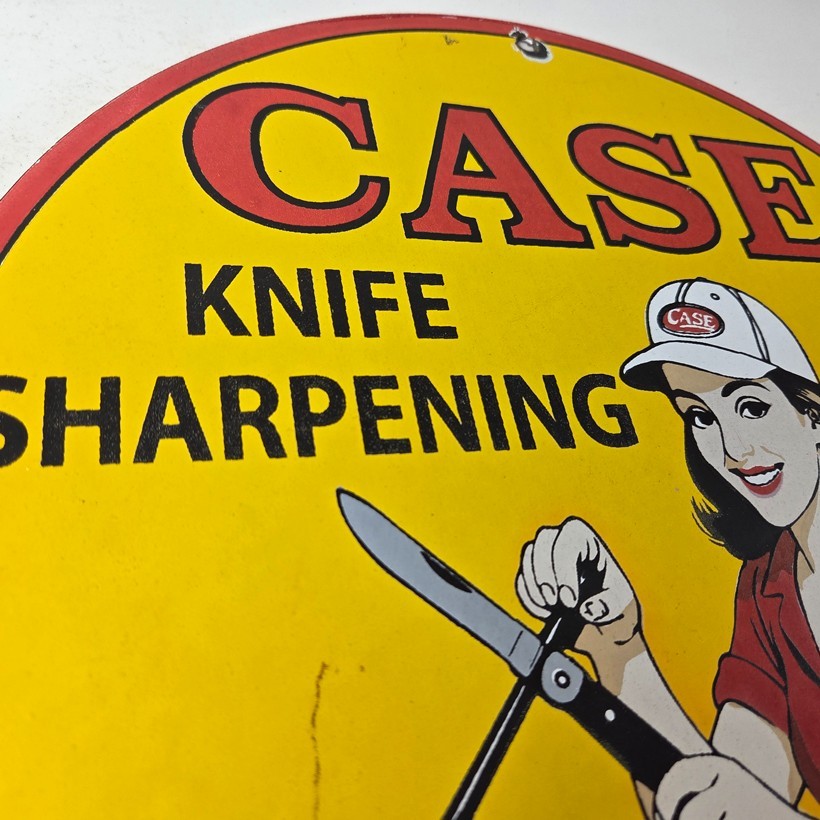 Vintage Case xx Knives Sign - Porcelain Service Station Store Advertisement Sign