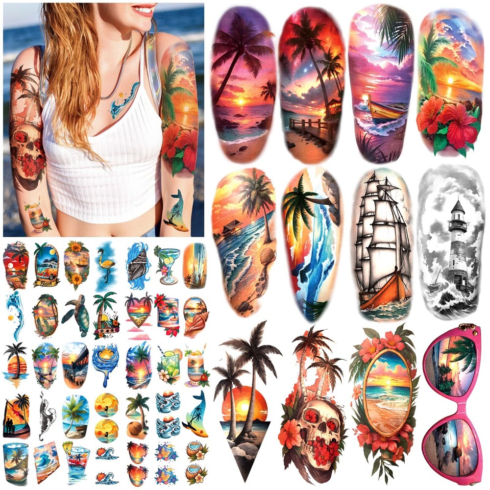 77 Sheets Temporary Tattoos 17 Sheets Half Arm 60 Sheets Tiny Fake Tattoos