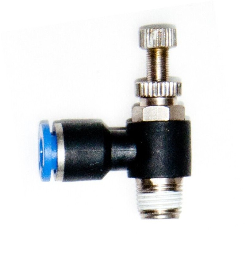 Flow Control, fitting 1/8 NPT x 1/4  tube, Push to connect  Meter Out