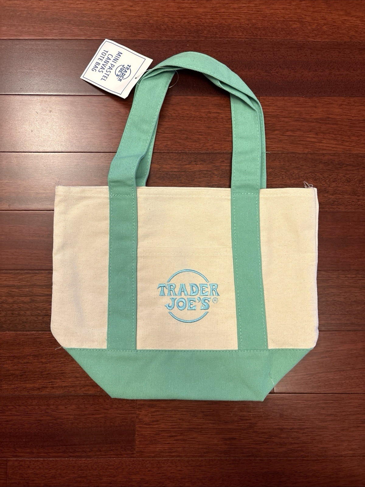 2026 NEW!!  Trader Joe’s Mini Pastel Canvas Tote Bag  (Green/Mint)