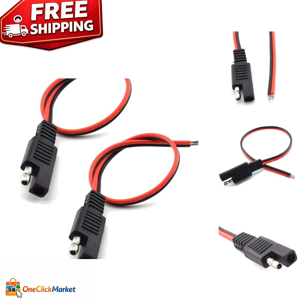 Durable 18AWG SAE Extension Plug Cable - Quick Connect Solar Solution (2 Pcs)