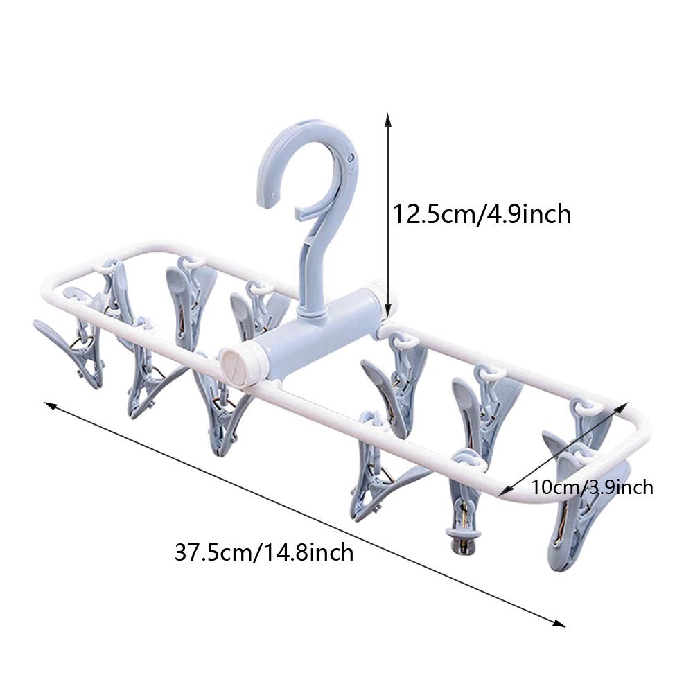ZACI 2 Pack Clothes Drying Rack,12 Clips Laundry Rack Blue, Purple